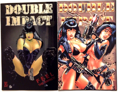 DOUBLE IMPACT~#1 & 2~CHROMIUM COVER~1995~High Impact Studios~1st Print~MATURE~NM