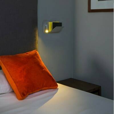 LED WALL LAMP READING RECESSED USB PORT BEDROOM DESIGNER SILVER GREY FARO 62125