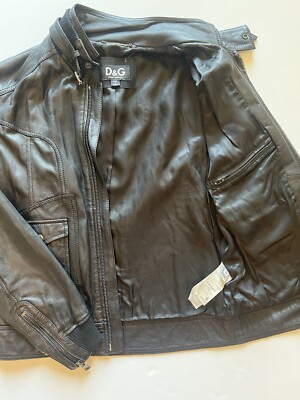 Authentic Dolce&Gabbana, D&G Black leather jacket mens Size 50 (40