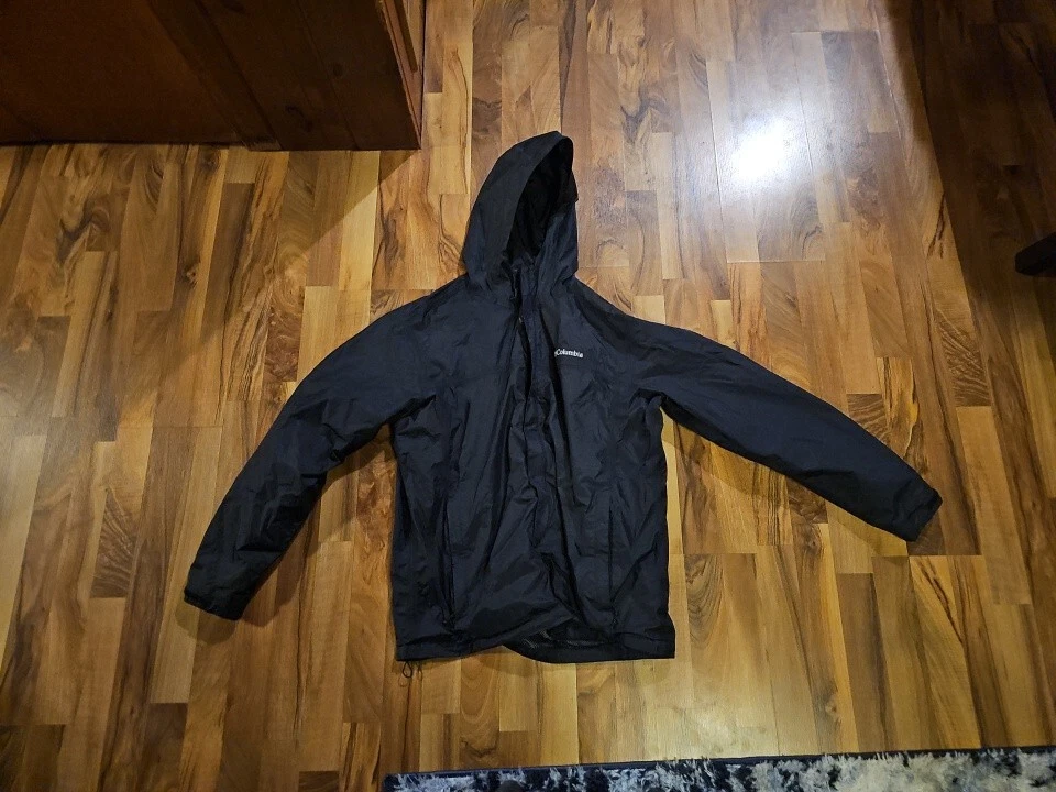 mens large black columbia windbreaker jacket