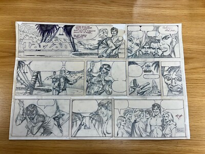 Original Comic Art Last Sunday Tarzan Strip by Russ Manning Mike Royer Signed