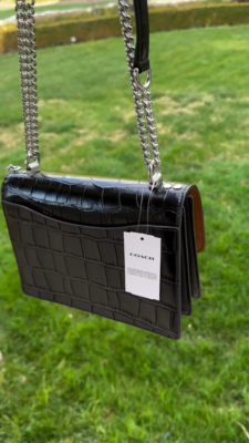 Coach Klare Crossbody Croco Leather Crossbody Bag Purse Black