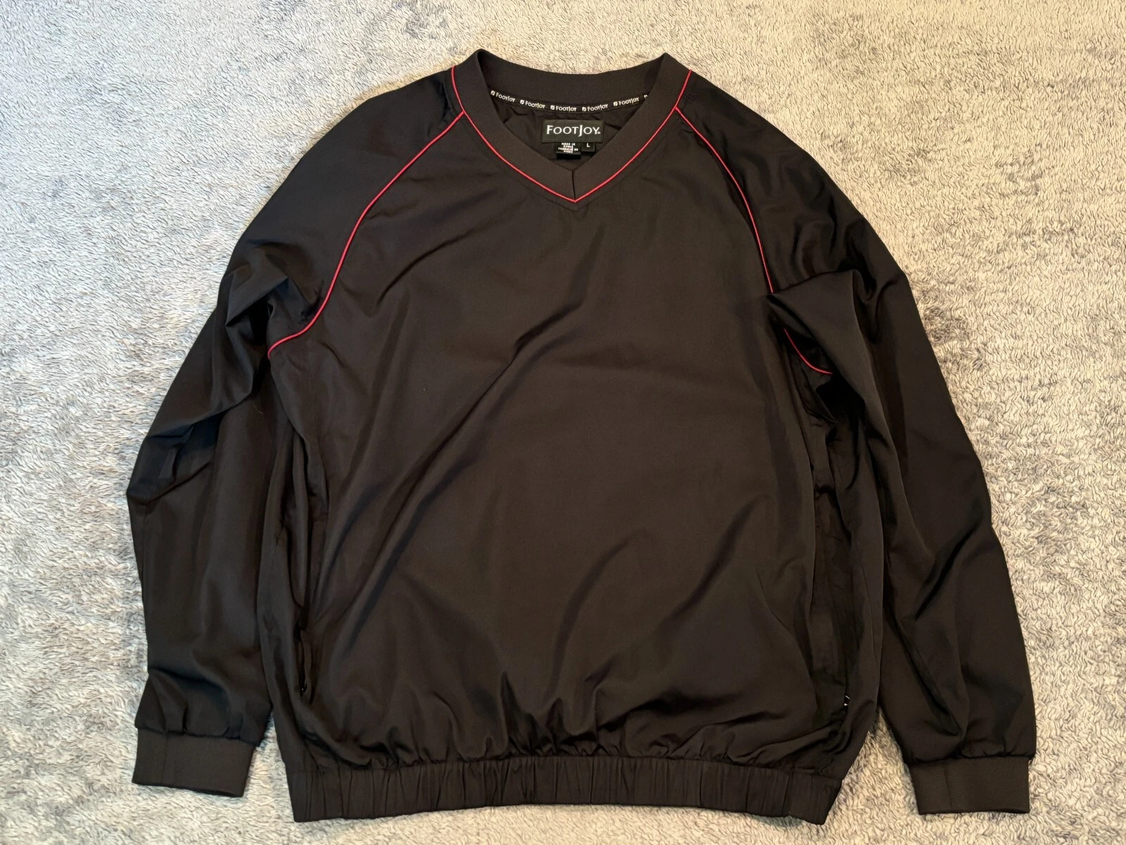 Footjoy Jacket Mens Large Pullover Windbreaker Black Golfer Golf Casual Adult