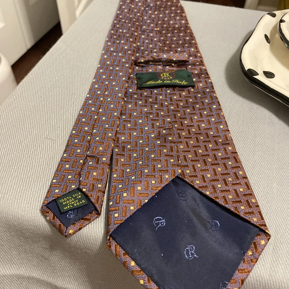 Corbata Club Room para hombre 100 % seda púrpura/azul corbata para hombre hecha en Italia WPL 8046 Foto 3 de 4