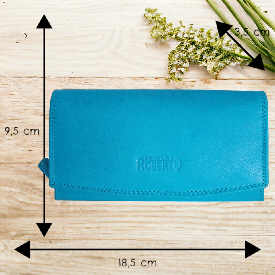 flevado Große Damengeldbörse RFID Schutz Echt Leder Doppelnaht Farbe wählbar - Bild 3 von 4