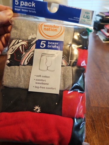 Wonder Nation Boys 5 Pack Boxer Briefs Underwear Size L/G - 10-12 New - Picture 3 of 7