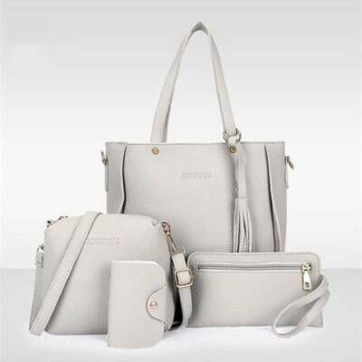 4pcs/1set Women PU leather Handbag Lady Shoulder Bags Tote Purse Messenger Satch