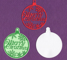 Christmas Ornament Merry Christmas with background die cuts scrapbook cards