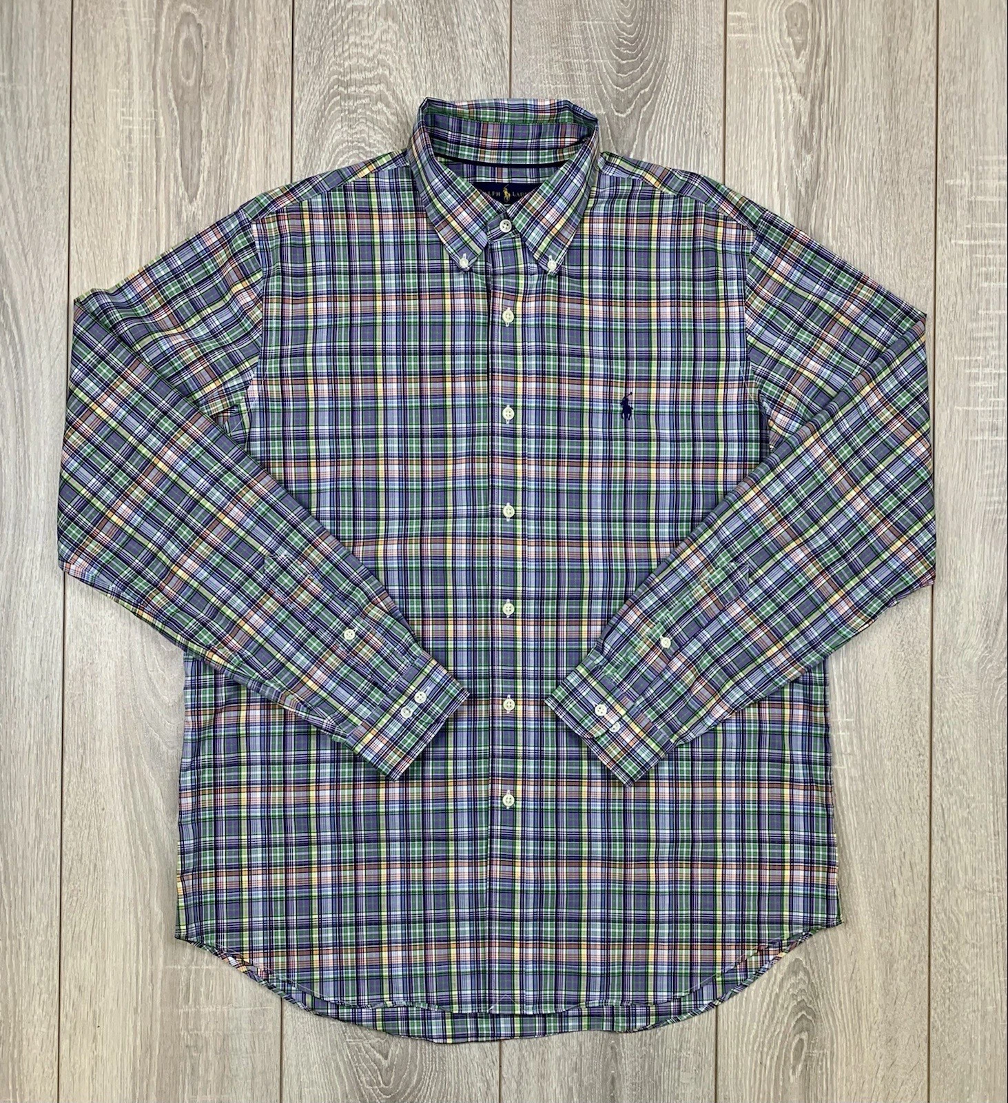 Polo Ralph Lauren LS Non-Iron Check Pattern Shirt Multicolor Plaid Size L