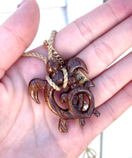 Hawaiian Jewelry Genuine Koa Wood Turtle Honu Pendant Choker/Necklace  45020