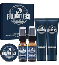 Shaving Kit for Men w/Shaving Soap,2 PACK Shaving Cream,Pre-Shave Oil,After Shav