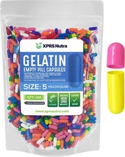 XPRS Nutra Size 5 Multi-Color Empty Gelatin Capsules Gelcaps Kosher DIY