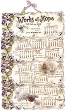 1899 Words of Hope Calendar F.R. Hauergal Quatations Violets Chrysanthemums