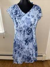 NWOT H By Halston Blue Floral High Low Ruffle Sleeve Dress - 2P