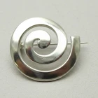 Stylish Sterling Silver Brooch Spiral Genuine Solid Hallmarked 925 Nickel Free
