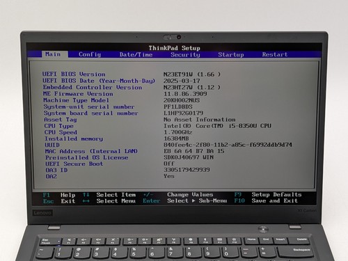 Lenovo ThinkPad X1 Carbon 6th Gen 14" FHD Touch I5-8350U 256GB 16GB W11P Backlit - Picture 7 of 14