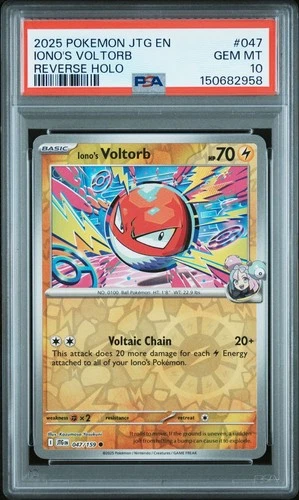 Iono's Voltorb 047/159 Reverse Holo PSA 10 GEM MT POP 8 (Journey Together, 2025)