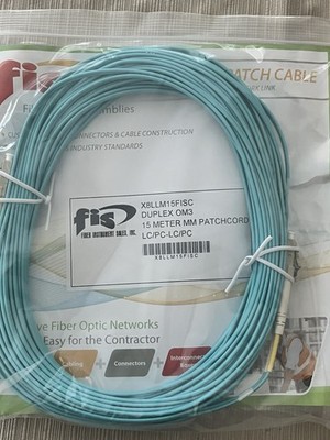 FIS NEW 15 Meter LC/PC LC/PC Duplex OM3 Multimode Fiber Optic Patch Cable