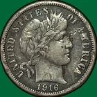 1916 Barber Dime Extremely Fine XF Coin, Scratches #35170
