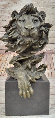 Large Lion Head Bronze King of the Jungle Statue Sculpture New Lost Wax Method