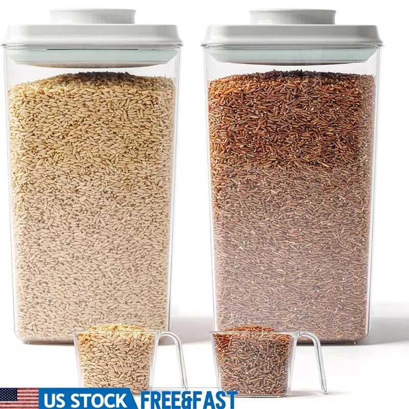 Airtight Food Storage Containers Set W/ One-Hand Lid & Measuring Scoop New
