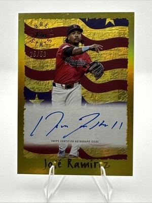 2025 Topps Archives Jose Ramirez Gold Cyberstats On Card Auto /50#95CA-JRA