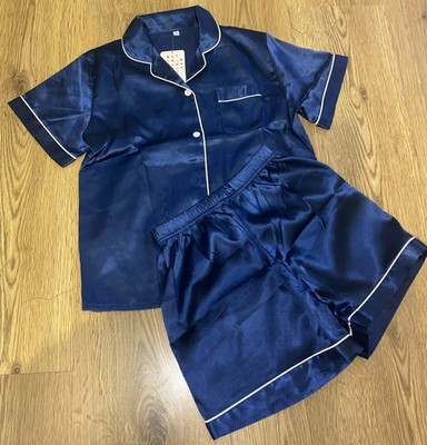 Neu Swomog Kinder Pyjama Navy 8-9 Jahre (130) 2tlg Button Down Nachtwäsche Set