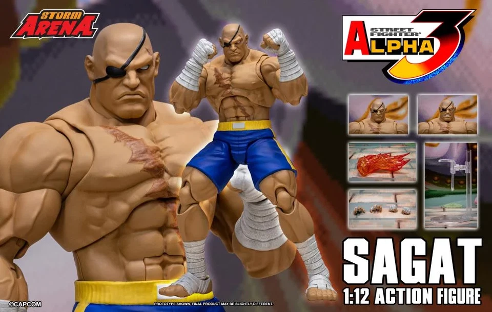 Figura de acción STM87369: Storm Arena Street Fighter Alpha 3 Sagat 1/12, en stock Foto 4 de 4