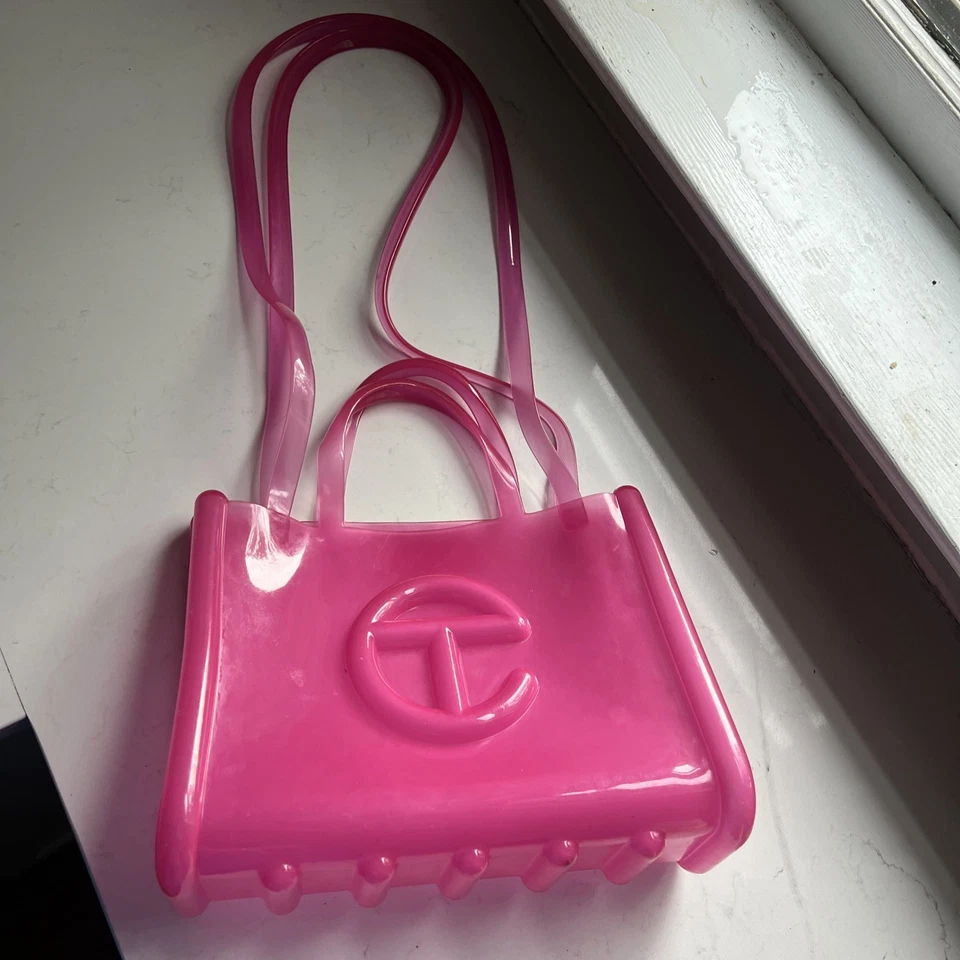 Bolso Cartera MELISSA + TELFAR Mediano Jelly Shopper Rosa Transparente Y2K Barbie Foto 2 de 4