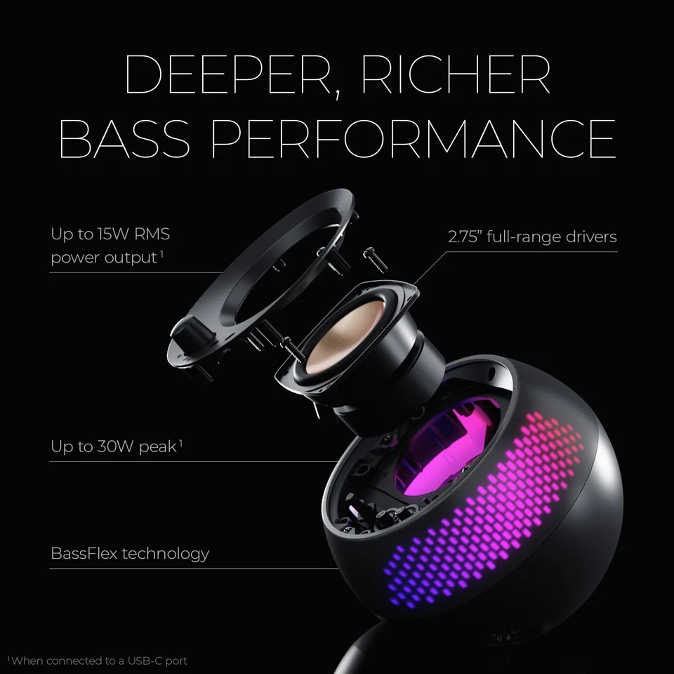 Pebble X Plus 2.1 USB-C Computer Speakers with Subwoofer and Customizable RGB... - Image 3 of 4