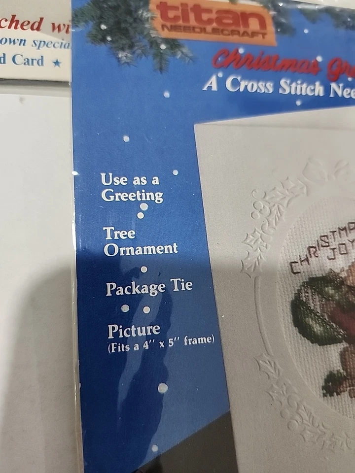 Vintage Christmas Cross Stitch Needlecraft Kit Cards Ornaments Picture Lot Of 2 - Image 4 of 4