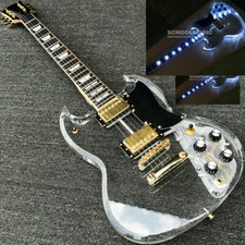 Custom LED Light Electric Guitar Maple Acrylic Body Crystal Guitar Sweet Tone