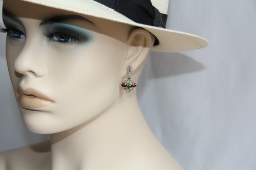 Vintage Marcasite, Peridot, Garnet, Amethyst Earrings. Gorgeous Combination - Picture 10 of 12