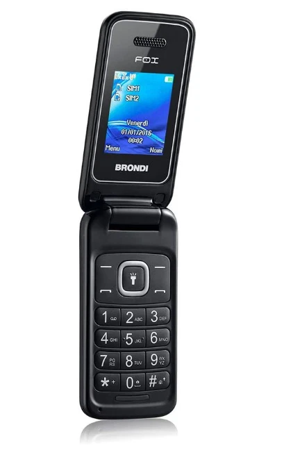 BRONDI FOX CELLULARE GSM CON APERTURA A CONCHIGLIA DISPLAY A COLORI 1.77" NERO - Immagine 2 di 4