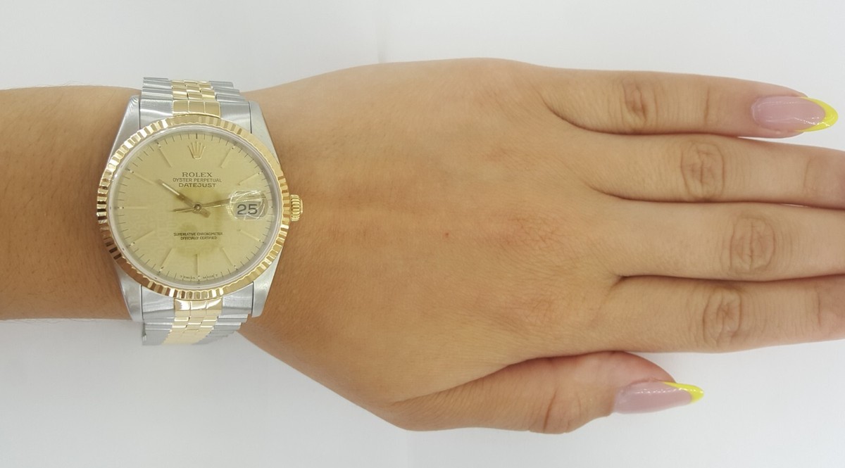 Rolex DateJust 16233 36 mm SS & Yellow Gold Jubilee Dial 8.4
