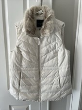TALBOTS PUFFER FUR TRIM PADDED Cream Colored Vest 1X NWOT