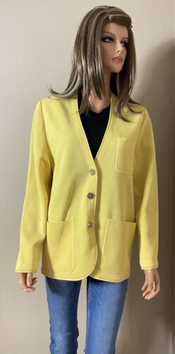 Gilet cardigan jaune 60% laine (made in France) DEVERNOIS T 42 - Afbeelding 1 van 11