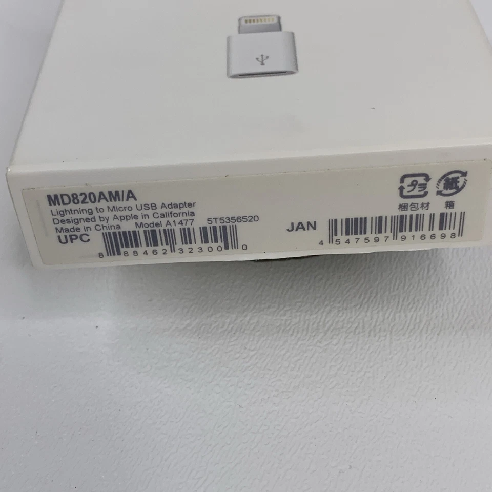 Original Apple Retail NEW in Box Lightning to Micro USB Adapter MD820ZM/A - Image 3 of 4
