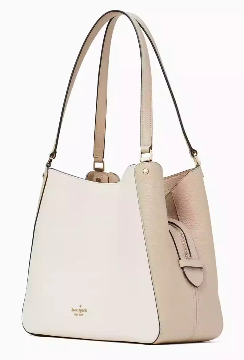 Kate Spade Leila 3-Compartment Shoulder Bag Ivory & Beige Leather