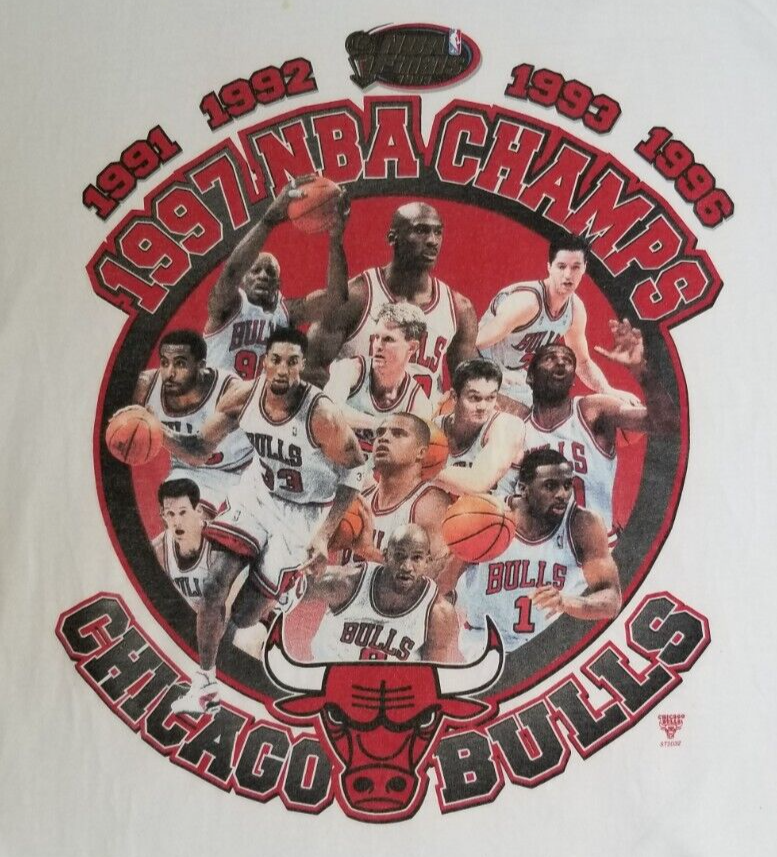 Vintage 1997 NBA Finals Champs Chicago Bulls STARTER T Shirt Vintage 1997 NBA Finals Champs Chicago Bulls STARTER T Shirt