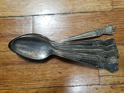 6 ANTIQUE VINTAGE COLLECTABLE *OLD COMPANY* SILVER PLATED TEA SPOONS 6''-MONO