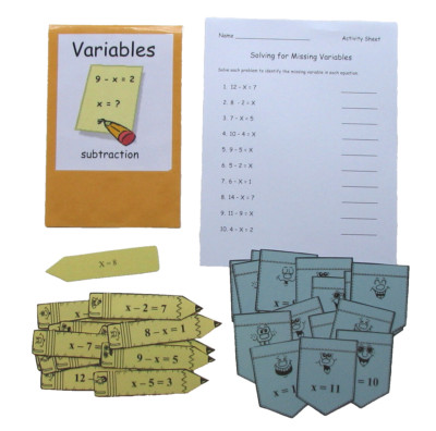 Teacher Made Math Center Learning Resource Game Variables Subtraction ...