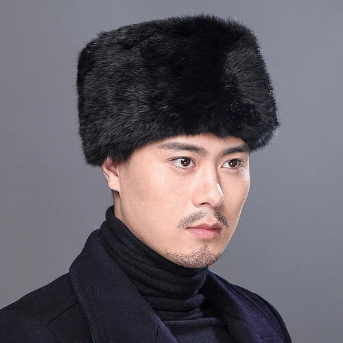 100% Real Rabbit Fur Hat Thicken Winter Warm Flat Top Cap Fashion Outdoor Men - Picture 17 of 24