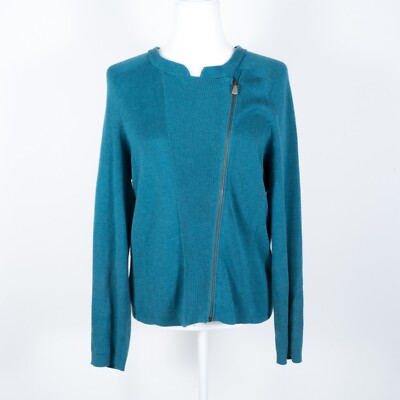 トップス s. NIC ZOE Asymmetrical Zip-Front Sweater Rubbed Knit Cotton Blend