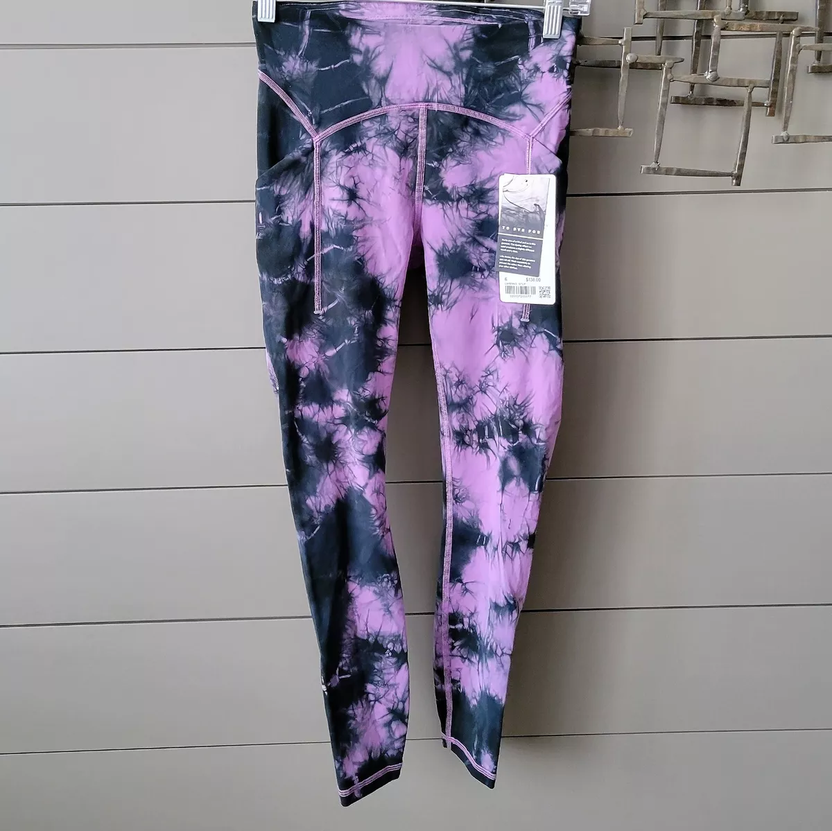 Lululemon Power Thru HR Tight 25” To Dye For Tie Dye Purple Womens Size 6  NWT