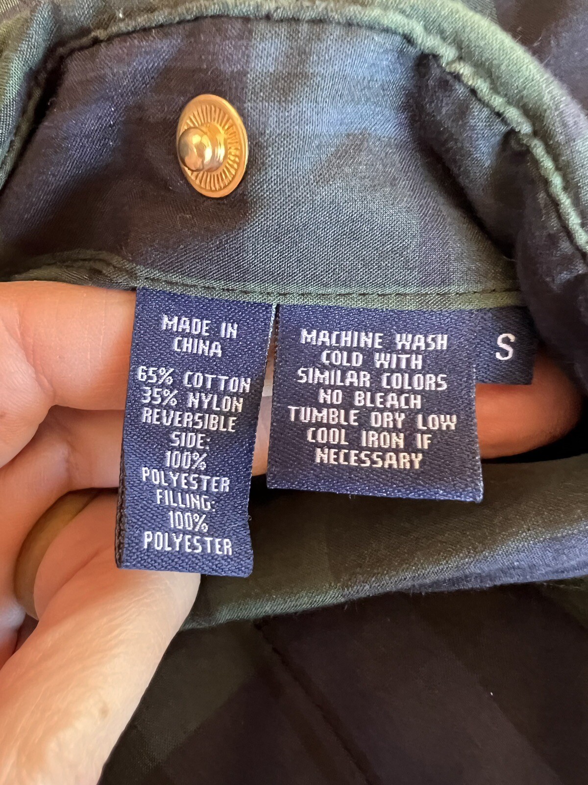 Chaps Reversible Vest Small Solid Black Green Buf… - image 4