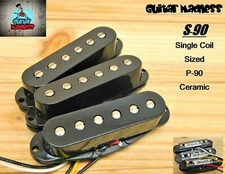 G.M. S-90's Single Coil Sized P-90's with Pole Pieces Black Covers C