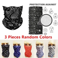 3Pcs Paisley Multi Use Tube Bandana Scarf Head Face Mouth Cover Mask Neck Gaiter