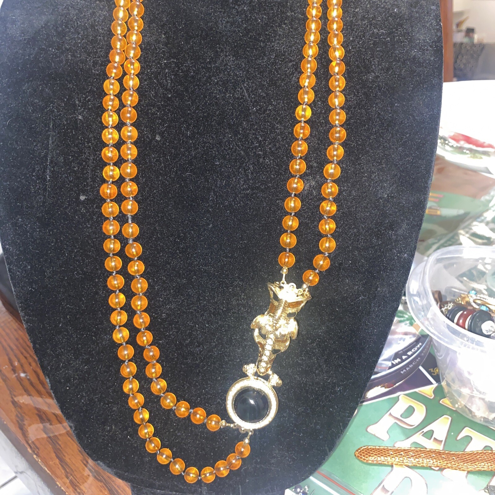 Style Giraffe Head Clasp Beaded Double Strand Statement Necklace It’s A Pin Too