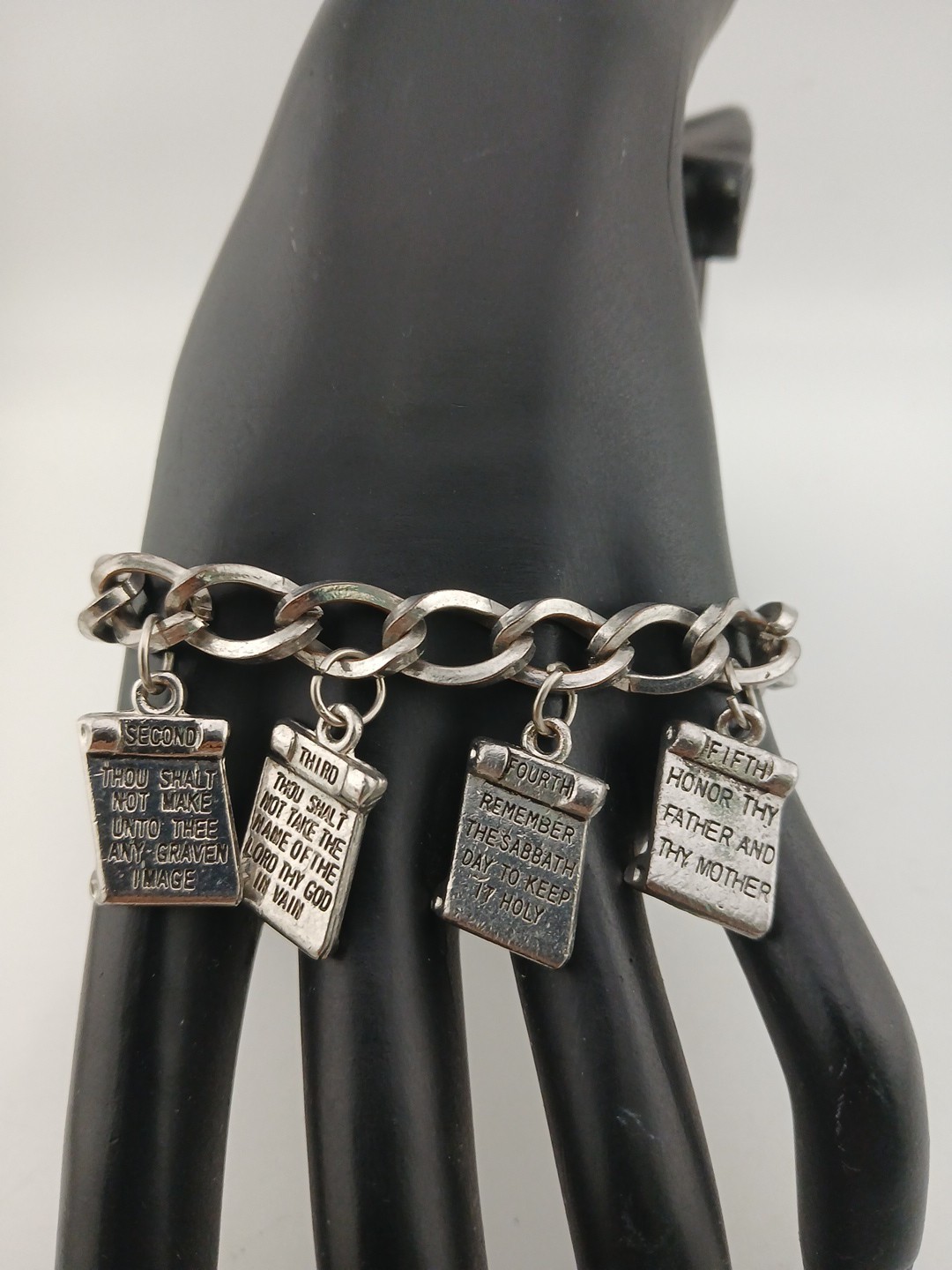 TEN COMMANDMENTS  Vintage silvertone dangle charm… - image 1